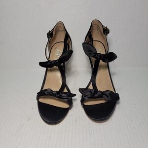 The Fix Nicolette Black Satin Bow Heels Size 7 Strappy Flirty New Unboxed